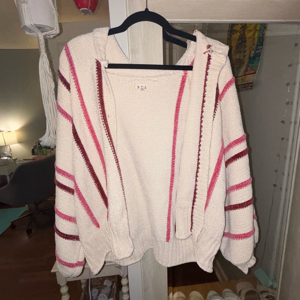 POL Women's Striped Sweater - Cream, Pink, and Brown